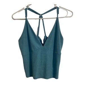 Flirtitude Active Blue Racerback Sleeveless V-Neck Crop Top Sports Blouse